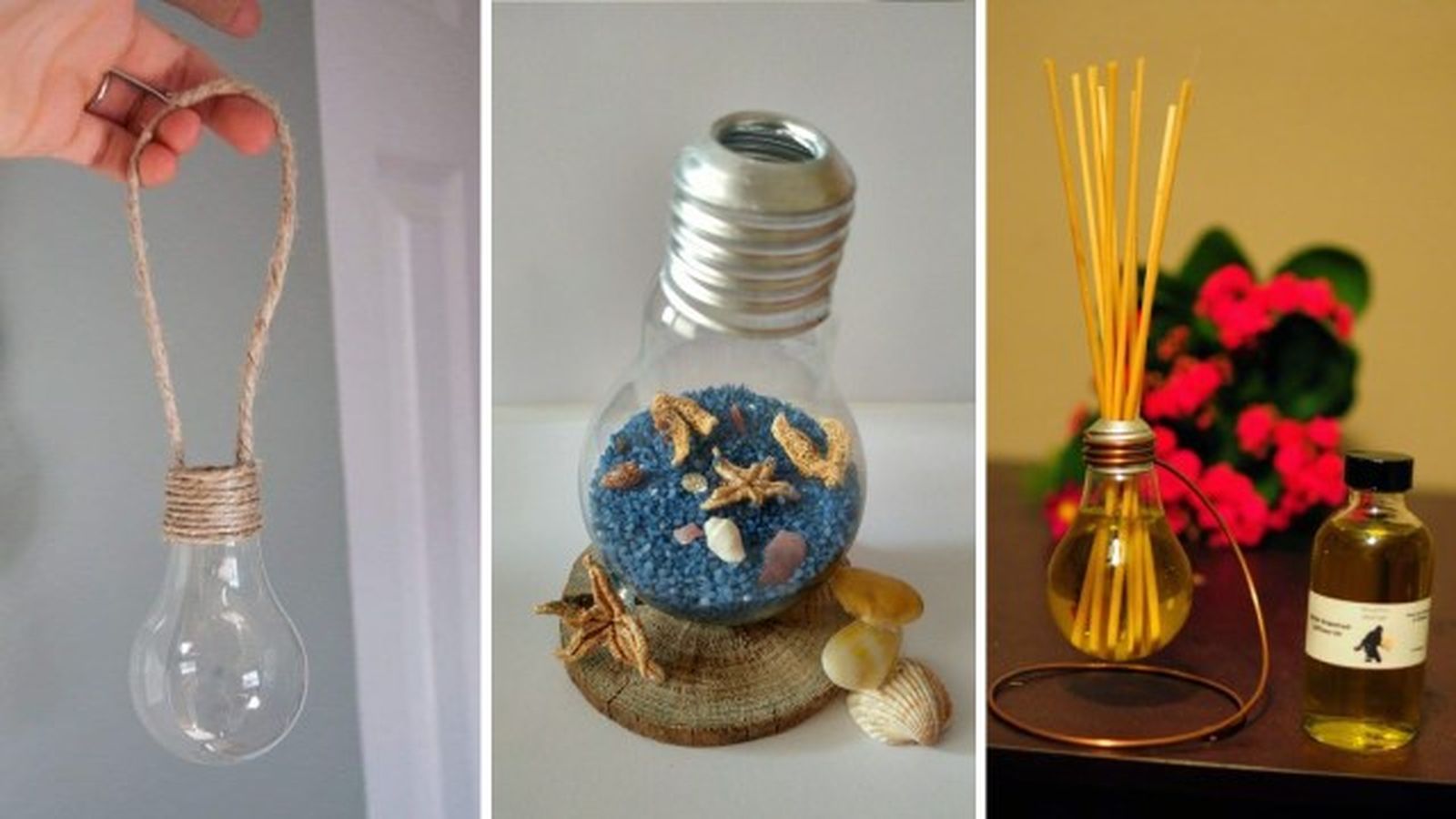 ideas reciclar bombillas viejas difusor aromas