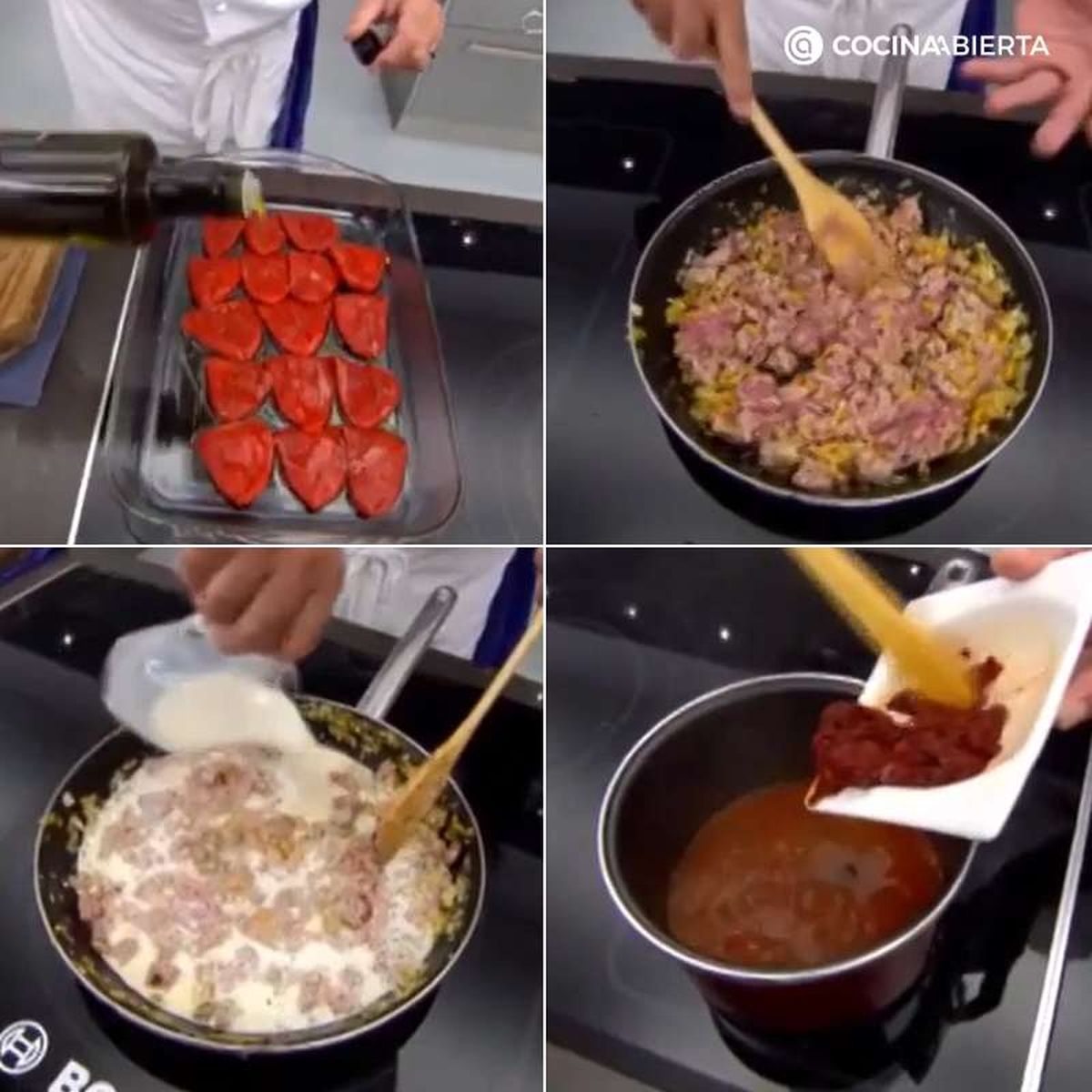 Pasos para preparar pimientos rellenos en salsa de piquillo