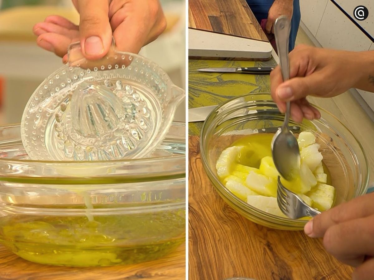 Macera el bacalao con lima y aceite de oliva