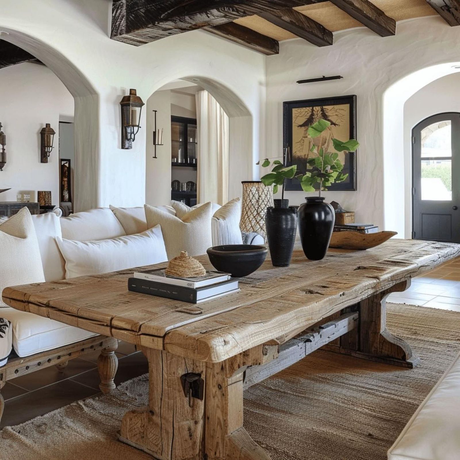 Comedor con mesa de madera. Comedor con mesa de madera.