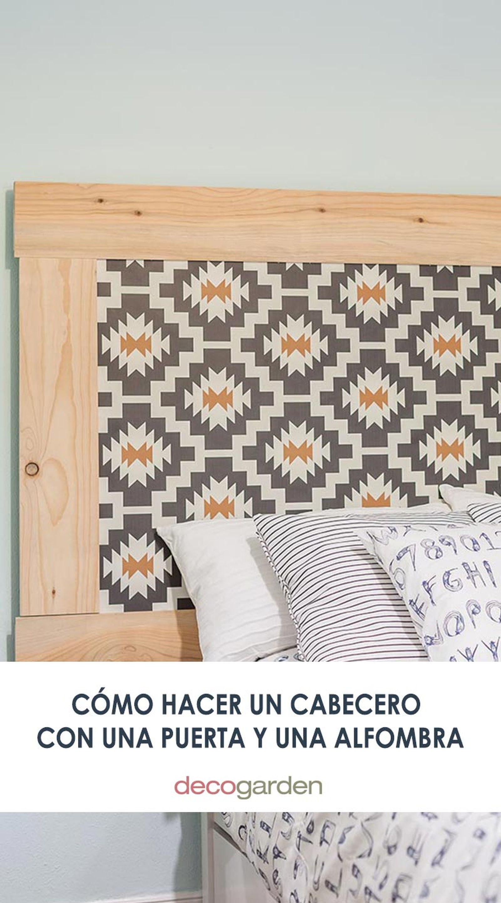 como hacer un cabecero con una puerta y una alfombra vinilica pin