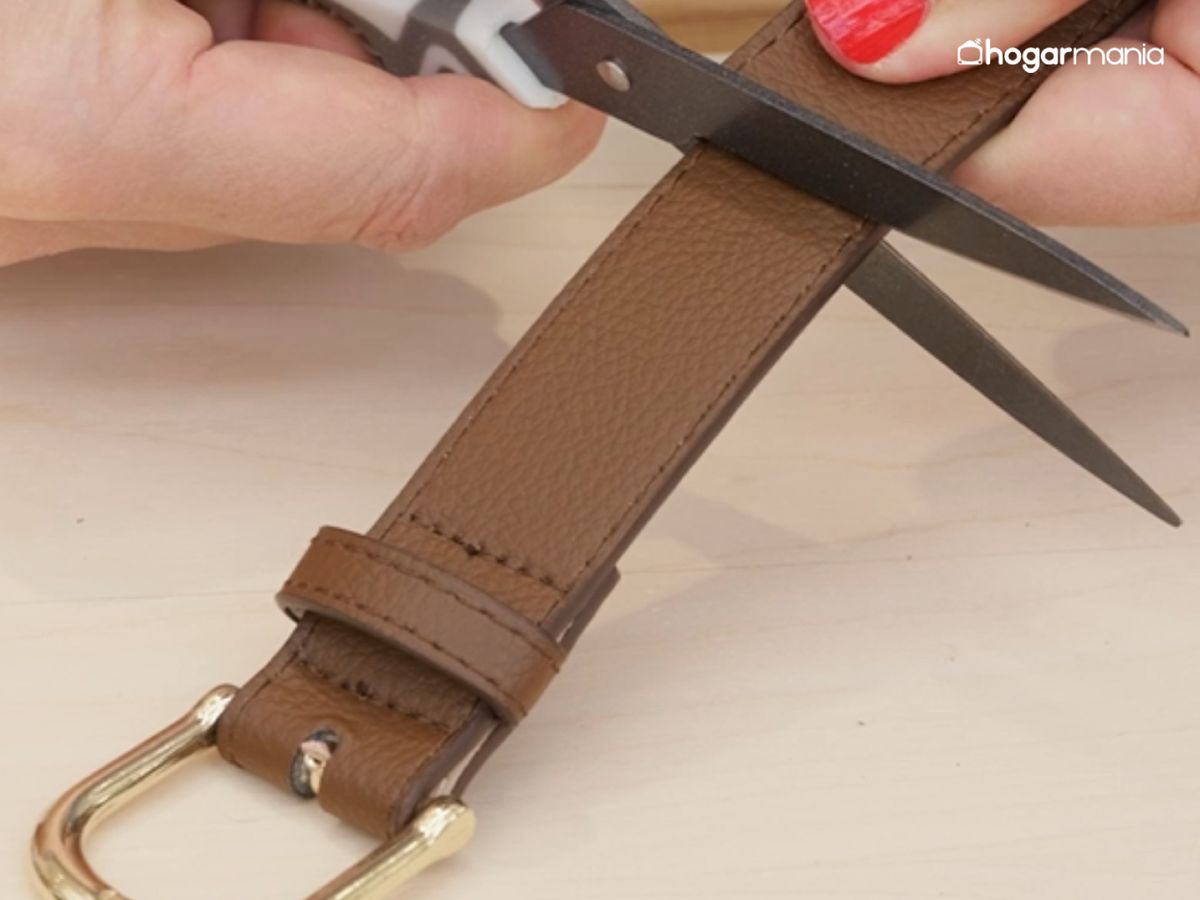 La parte de la hebilla se separa del cinturón para darle un nuevo uso en el expositor.