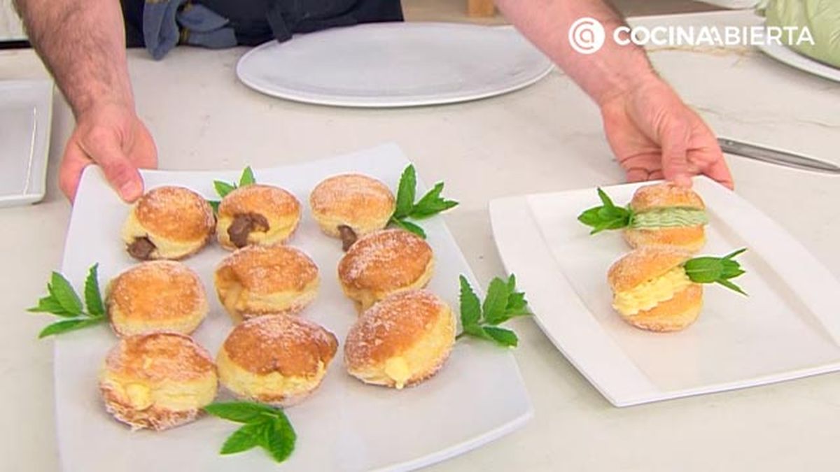berlinas rellenas de crema pastelera chocolate caramelo te matcha receta joseba arguinano karl67760321 paso8