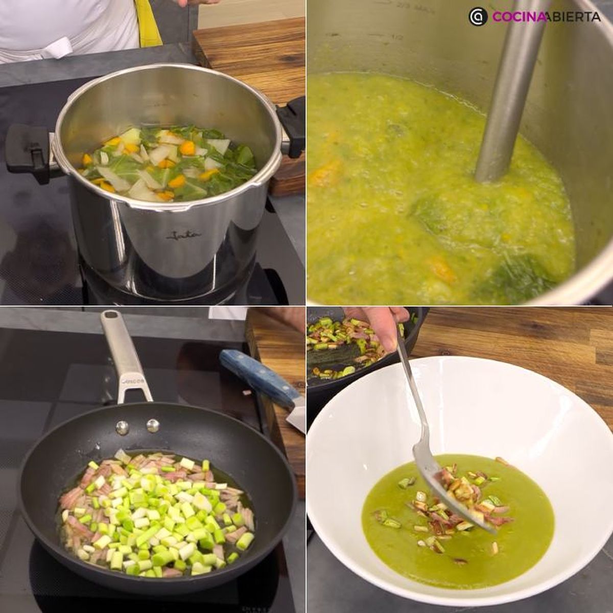 crema de acelgas con ajos frescos pasos