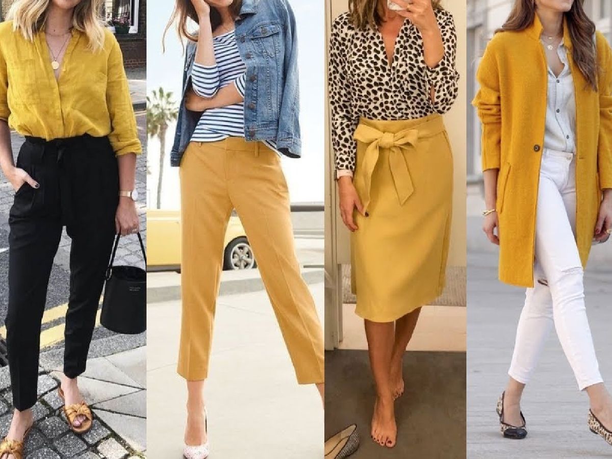 Diferentes prendas en color mostaza / Fotos: Pinterest
