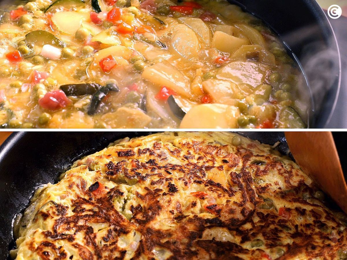 Freír la tortilla paisana