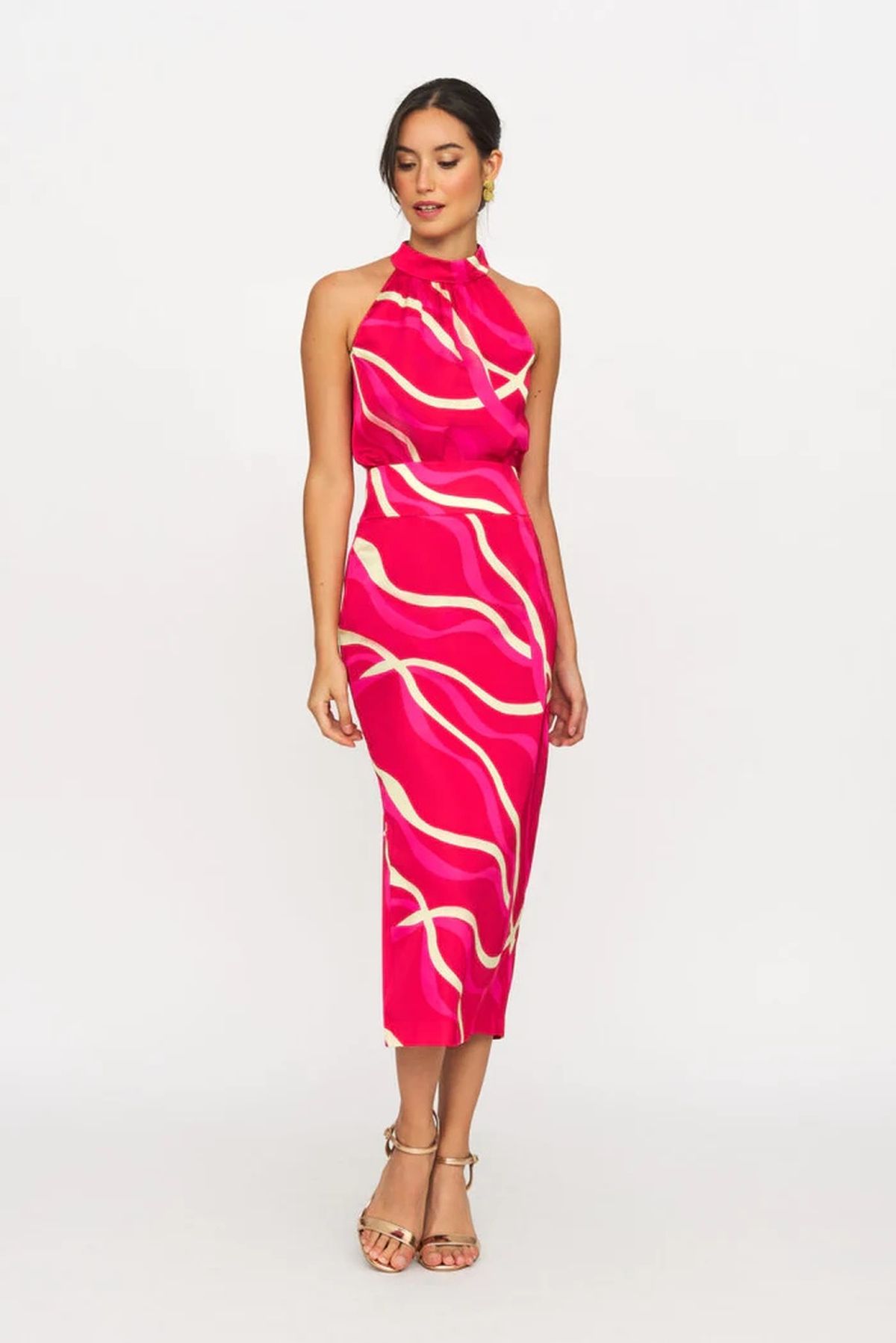 Conjunto top halter y falda