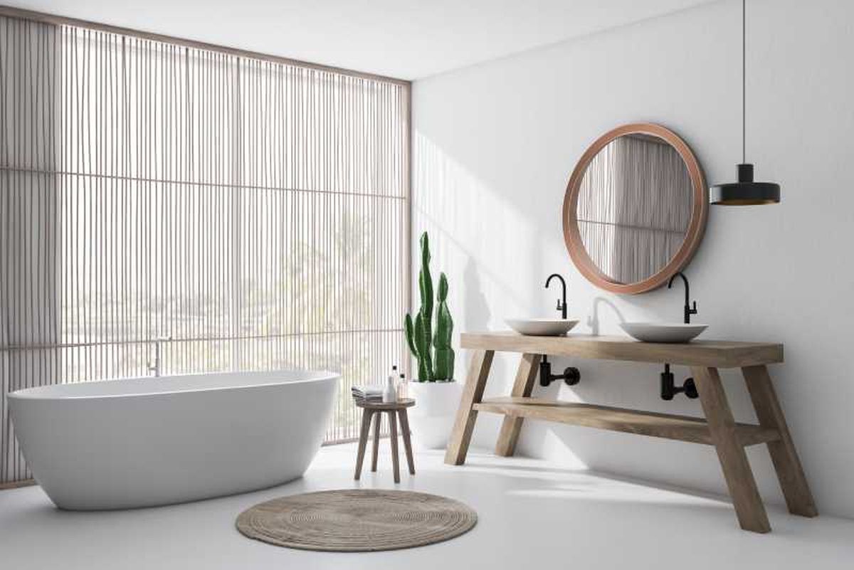 Baño de estilo japonés moderno decorado e