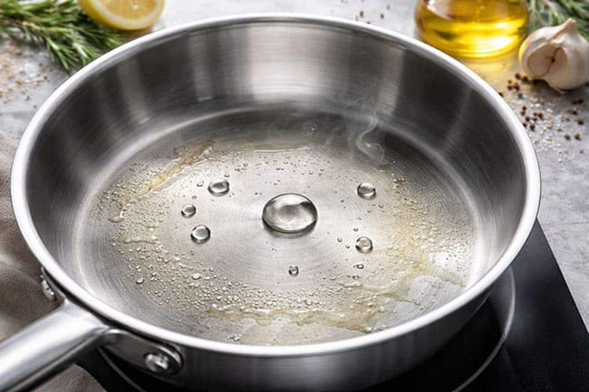 Si las gotas de agua bailan en la superficie, la sartén estará lista para usar