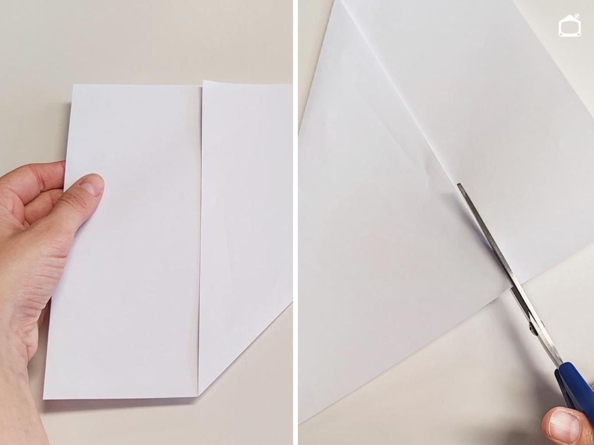 Primer paso para hacer una grulla de papel.