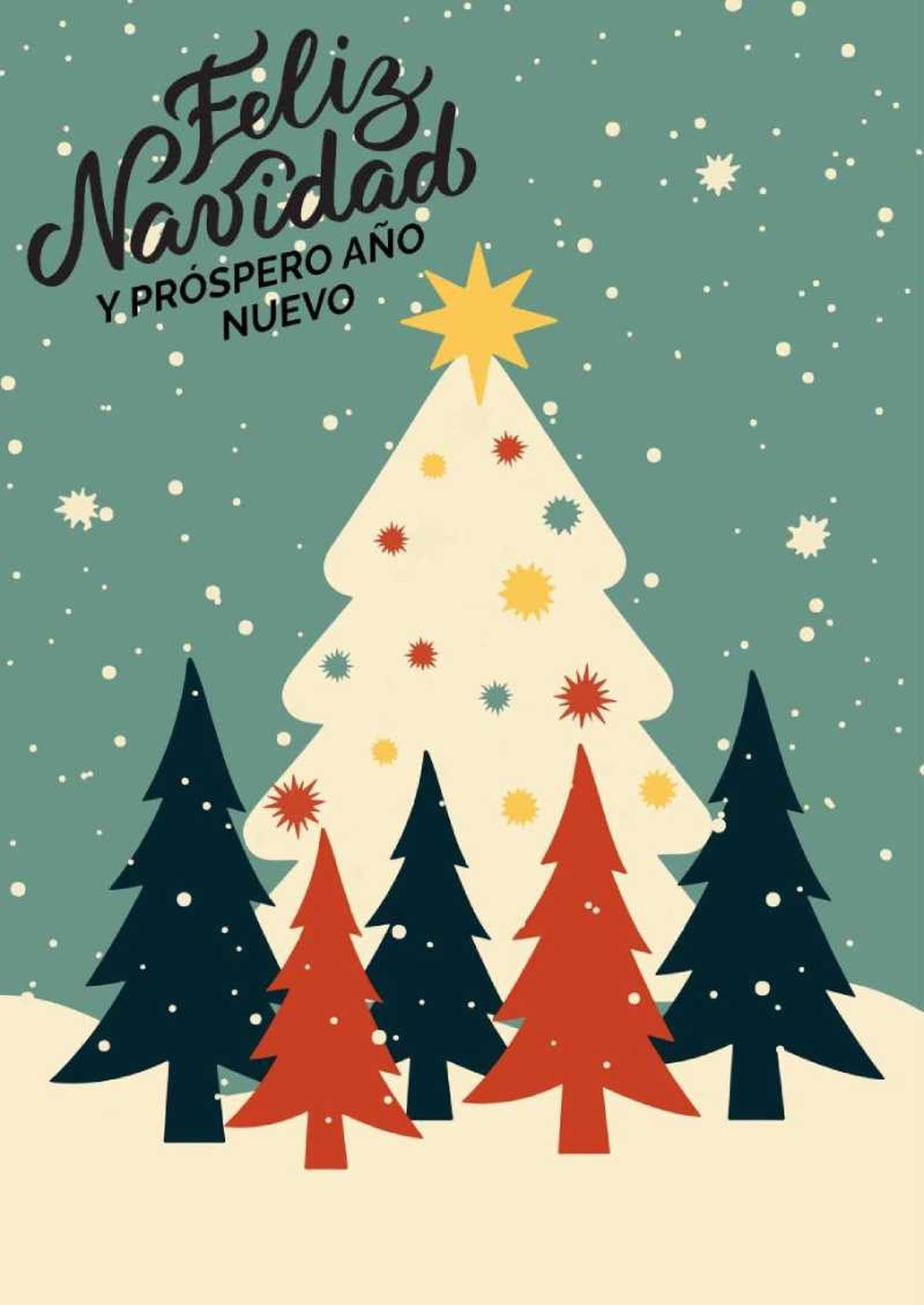 Felicitación de Navidad de estilo vintage.