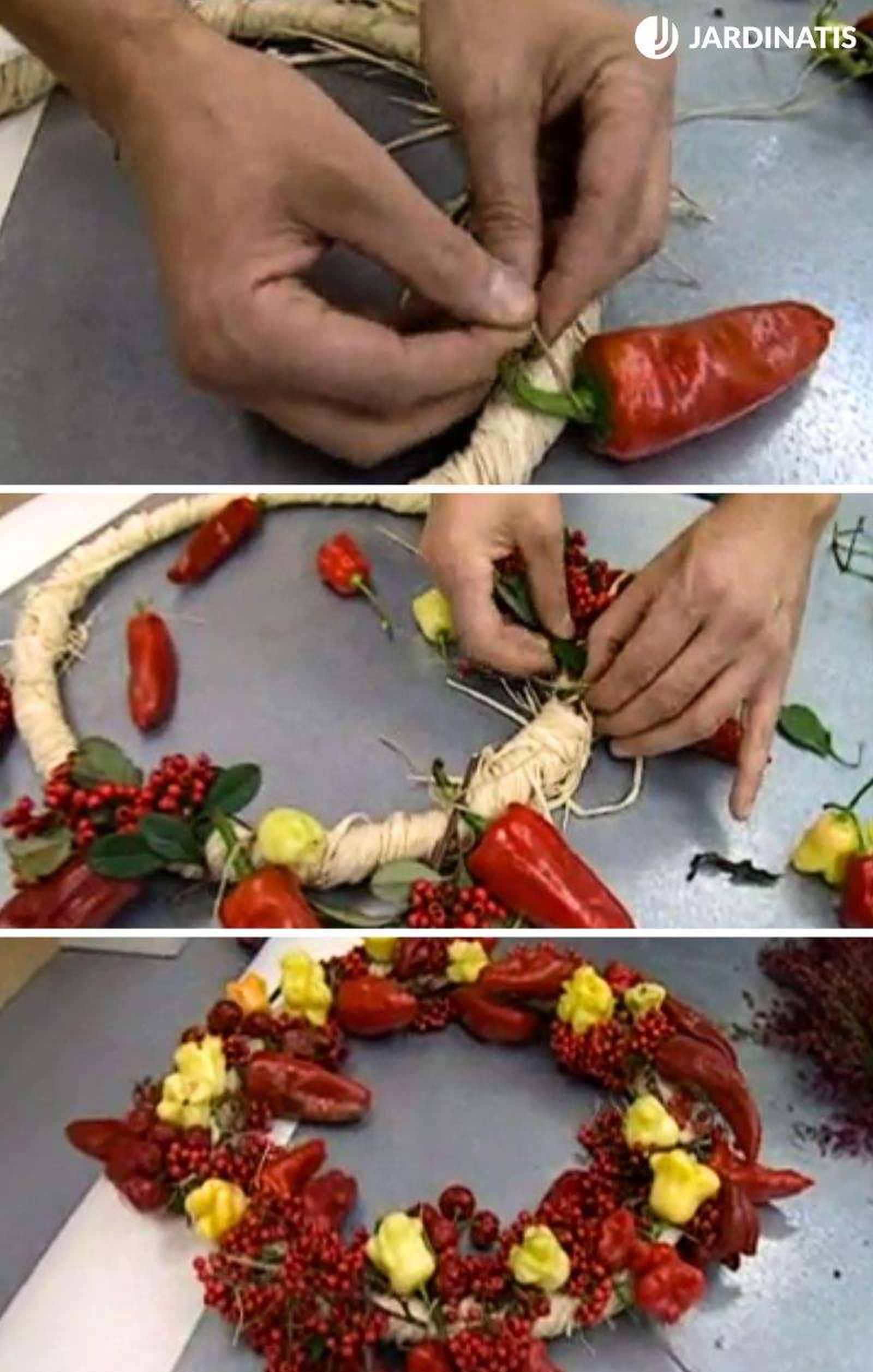 Corona de Navidad con pimientos Corona de Navidad con pimientos