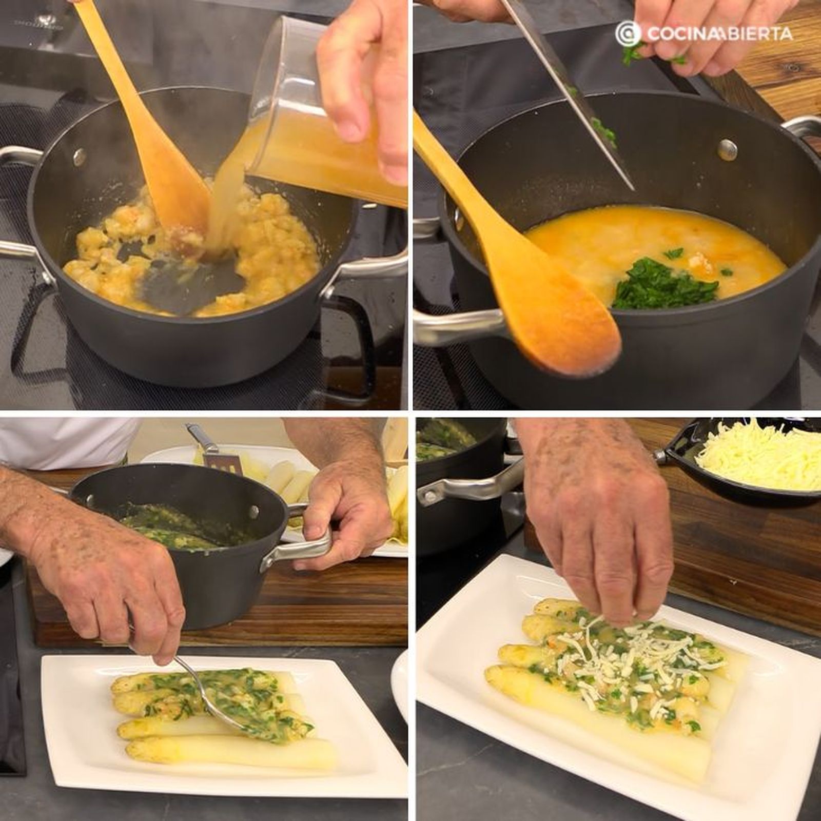 Cómo preparar espárragos frescos con langostinos y espinacas paso a paso Cómo preparar espárragos frescos con langostinos y espinacas paso a paso