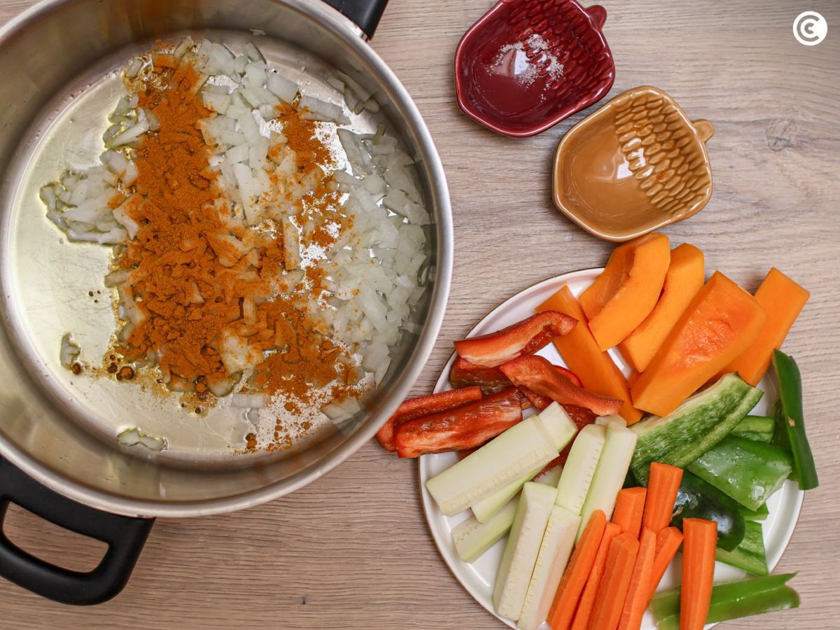Verduras listas para preparar con cuscús
