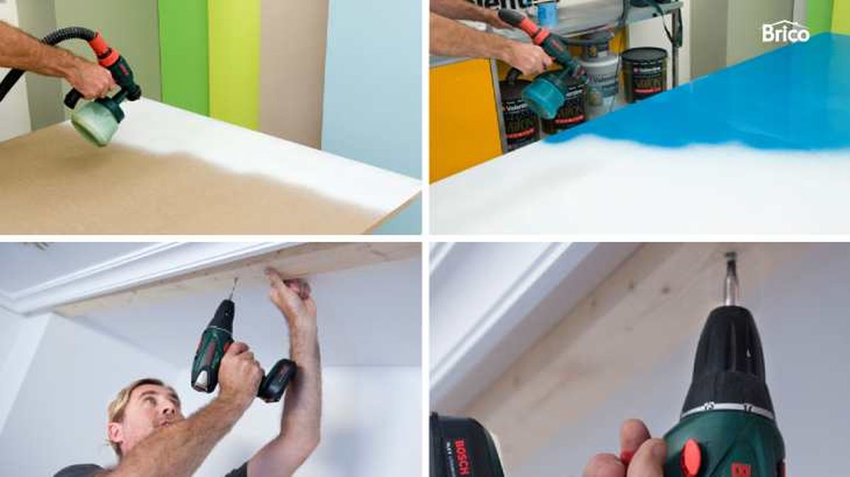 Pintar las puertas correderas y fijar el carril al armario