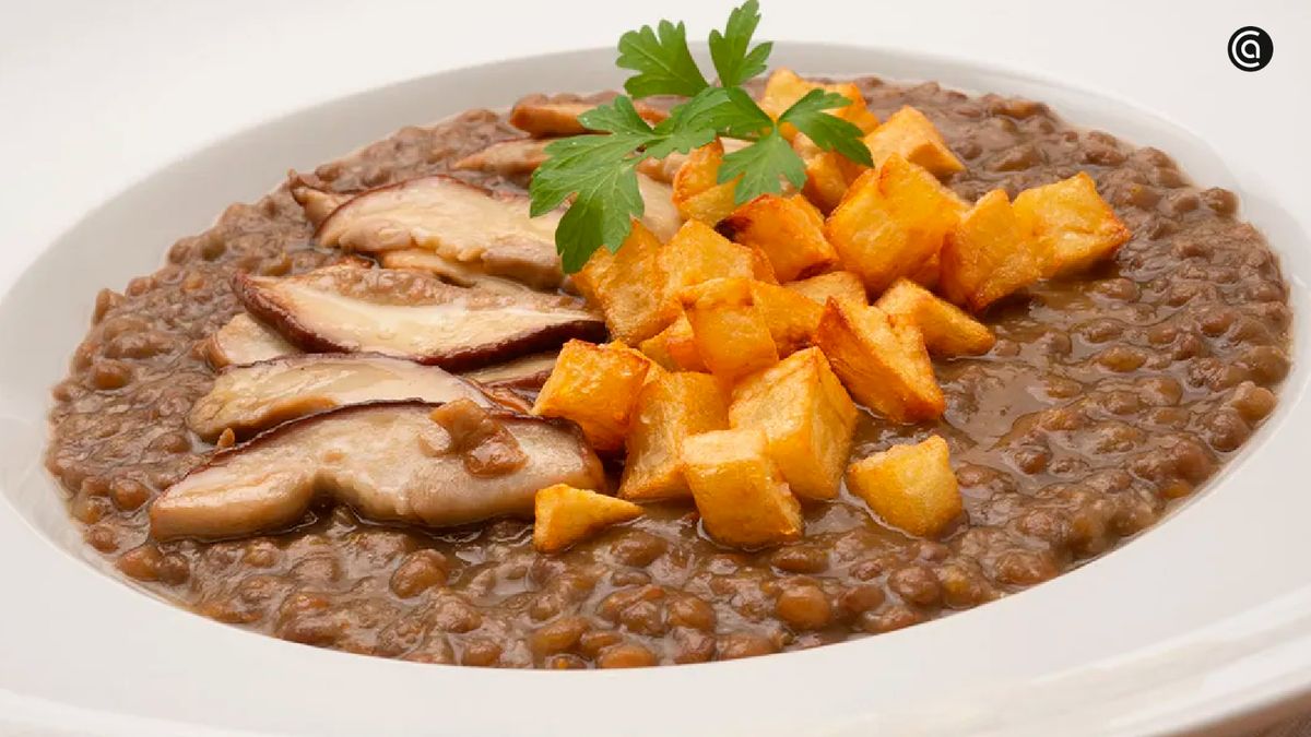 El sabor conjunto de las setas con las lentejas te sorprenderá