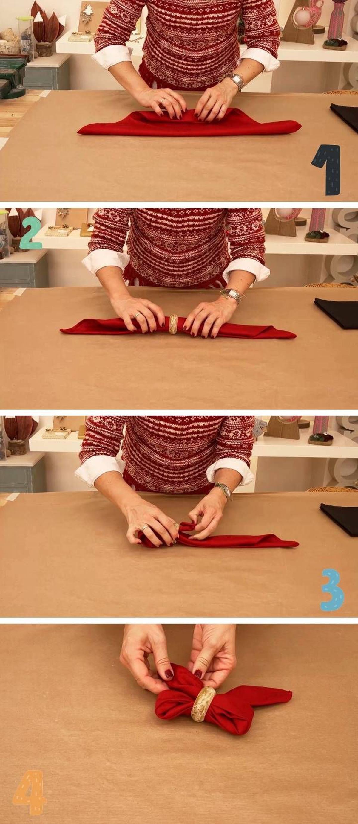 doblar servilleta lazos paso a paso