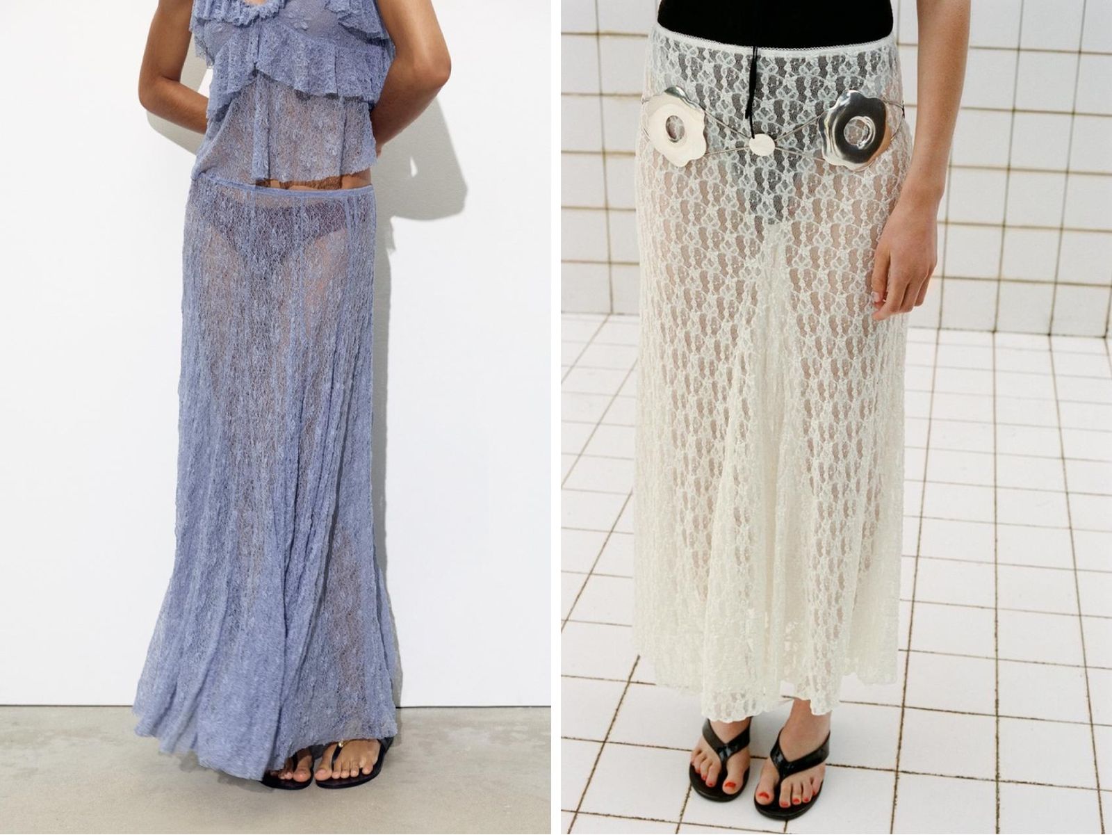 Faldas transparentes con ropa interior a contraste / Fotos: Zara