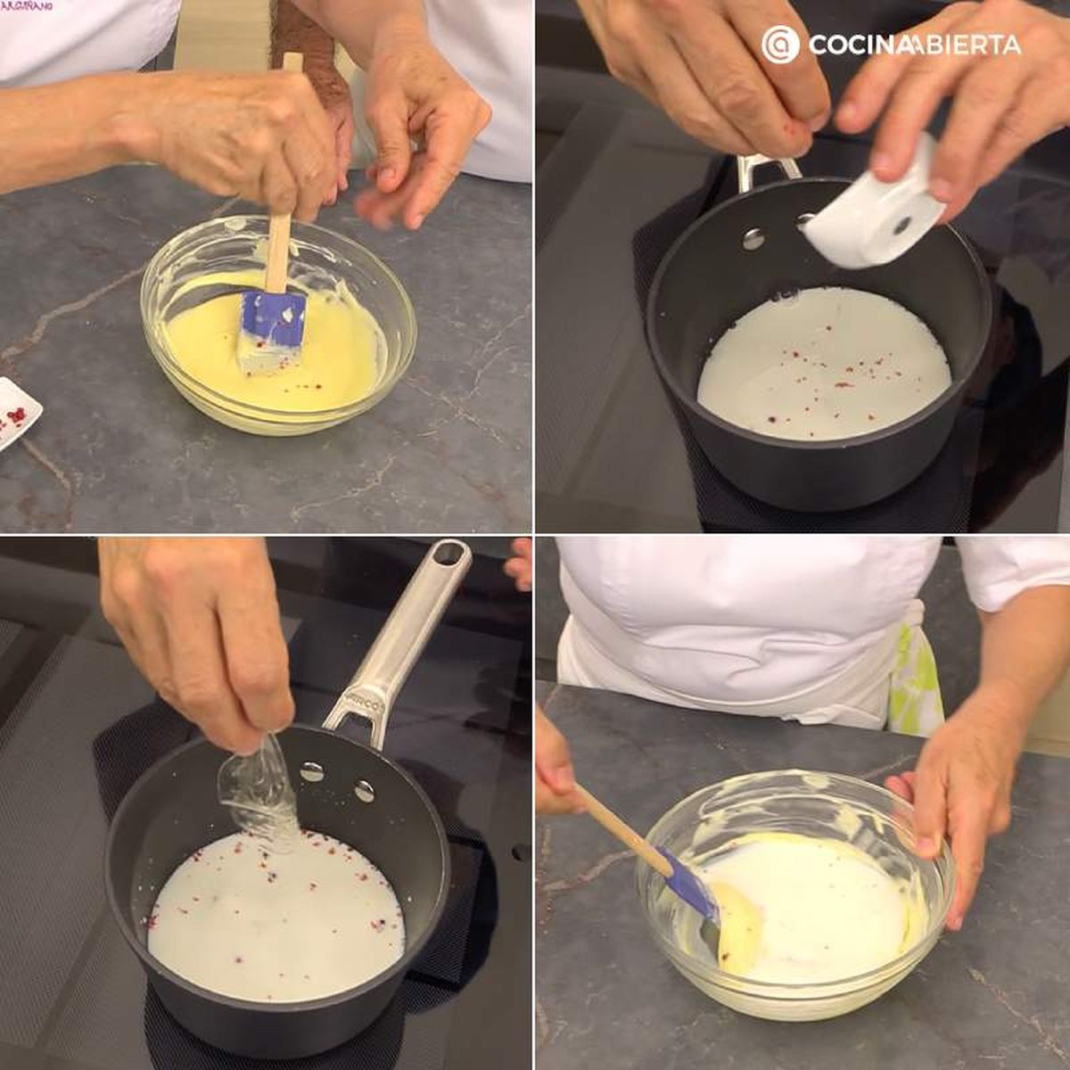 Pasos para preparar mezcla de chocolate blanco