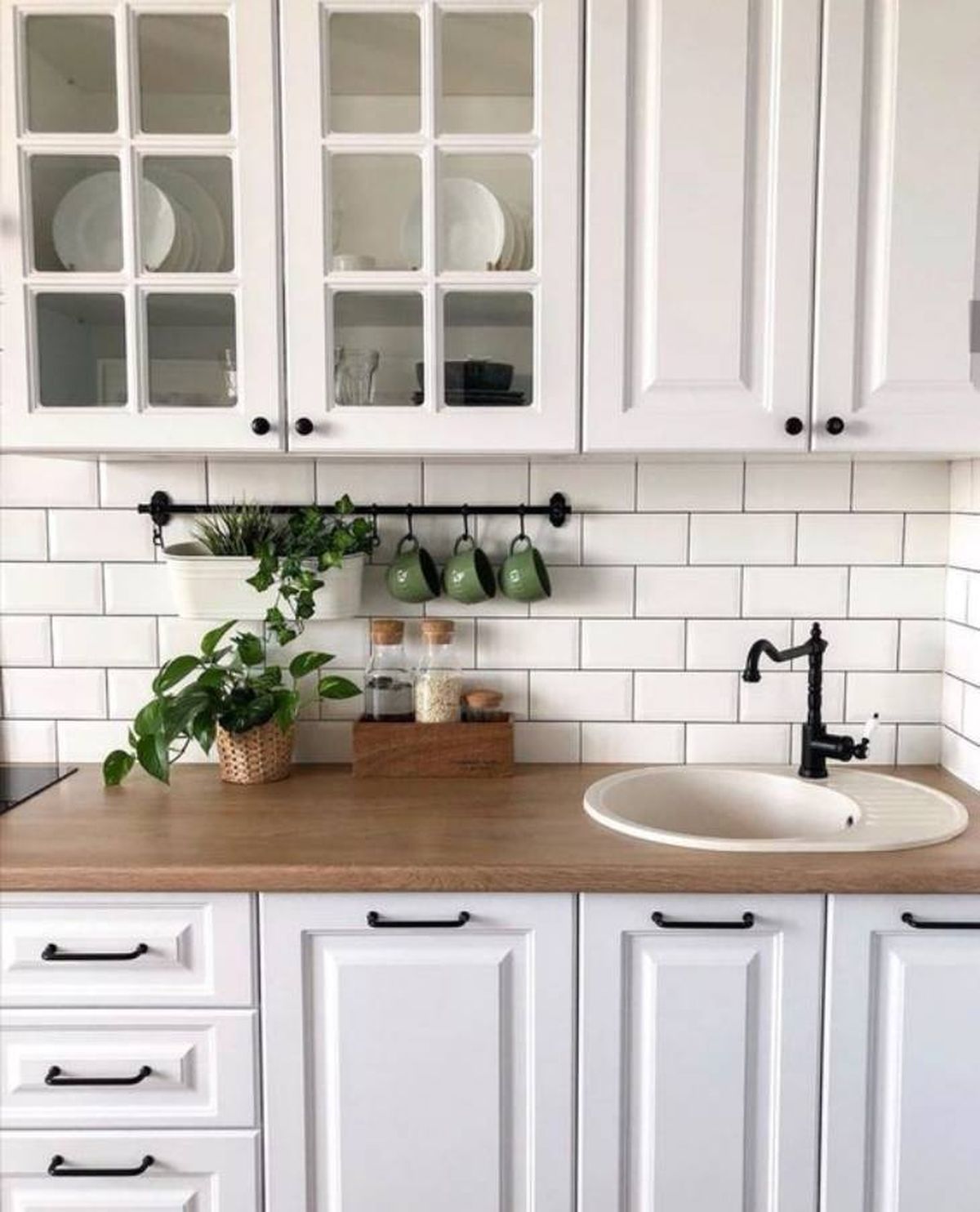 cocina blanca baldosas blancas lechada negra pinterest