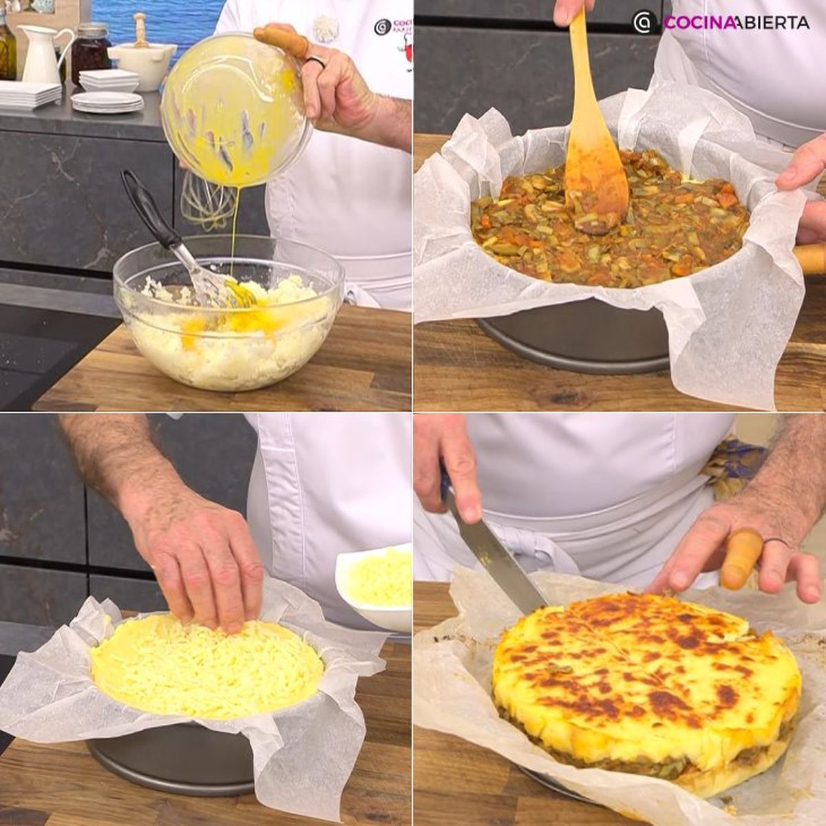 pastel de pure de patata relleno de verduras receta pasos