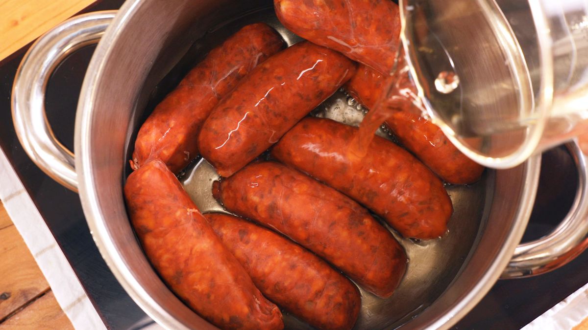 Receta chorizos a la sidra  paso 1