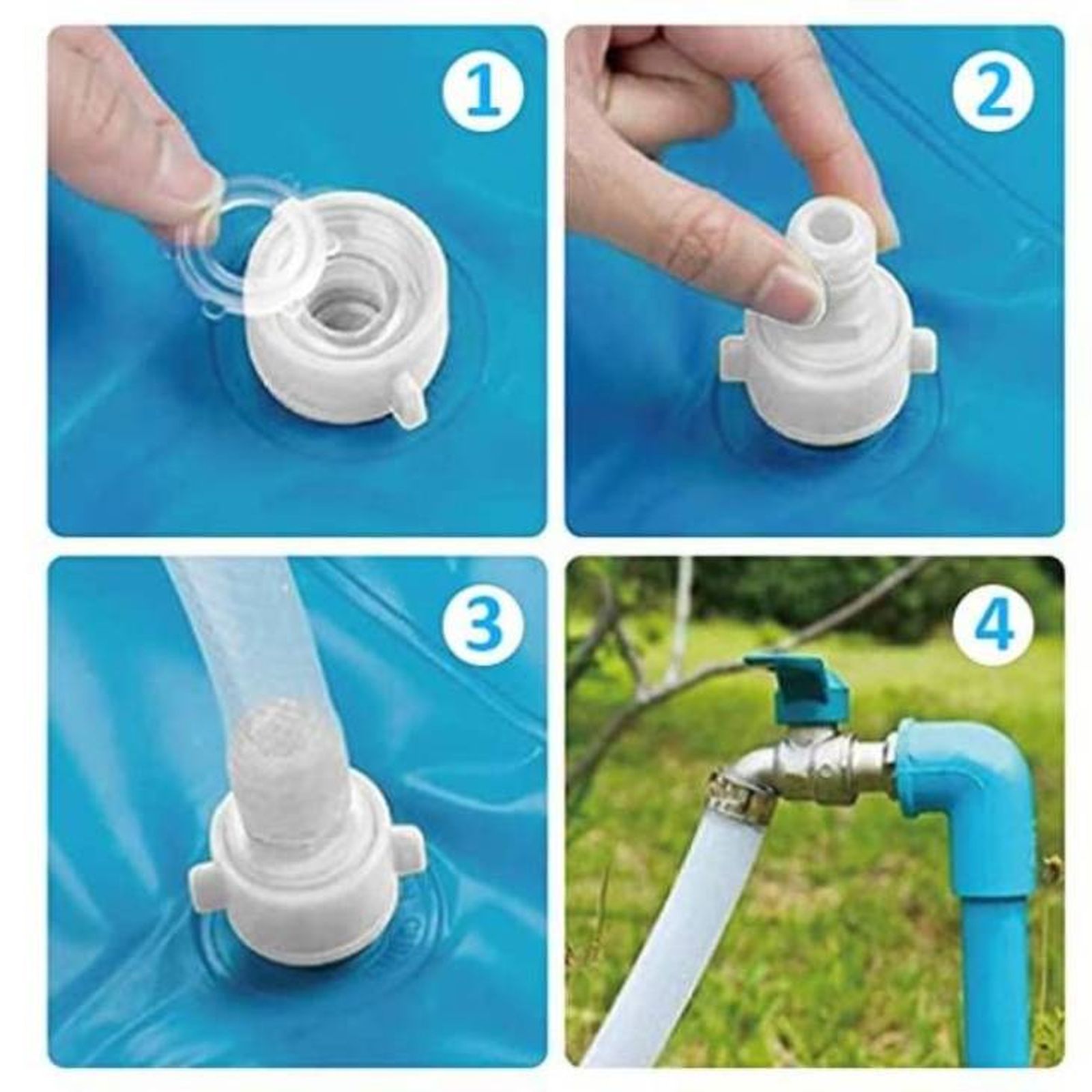 Colocación de adaptador de colchoneta con manguera y grifo de agua Colocación de adaptador de colchoneta con manguera y grifo de agua