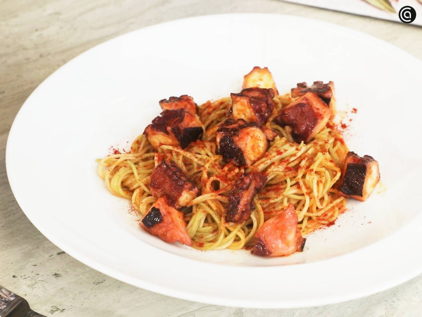 Espaguetis con pulpo