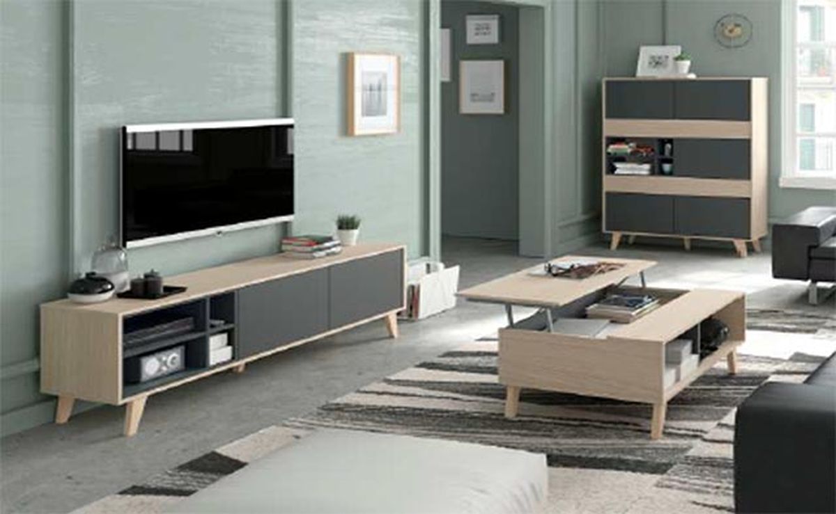 mesa de centro rectangular con almacenaje interior y lateral