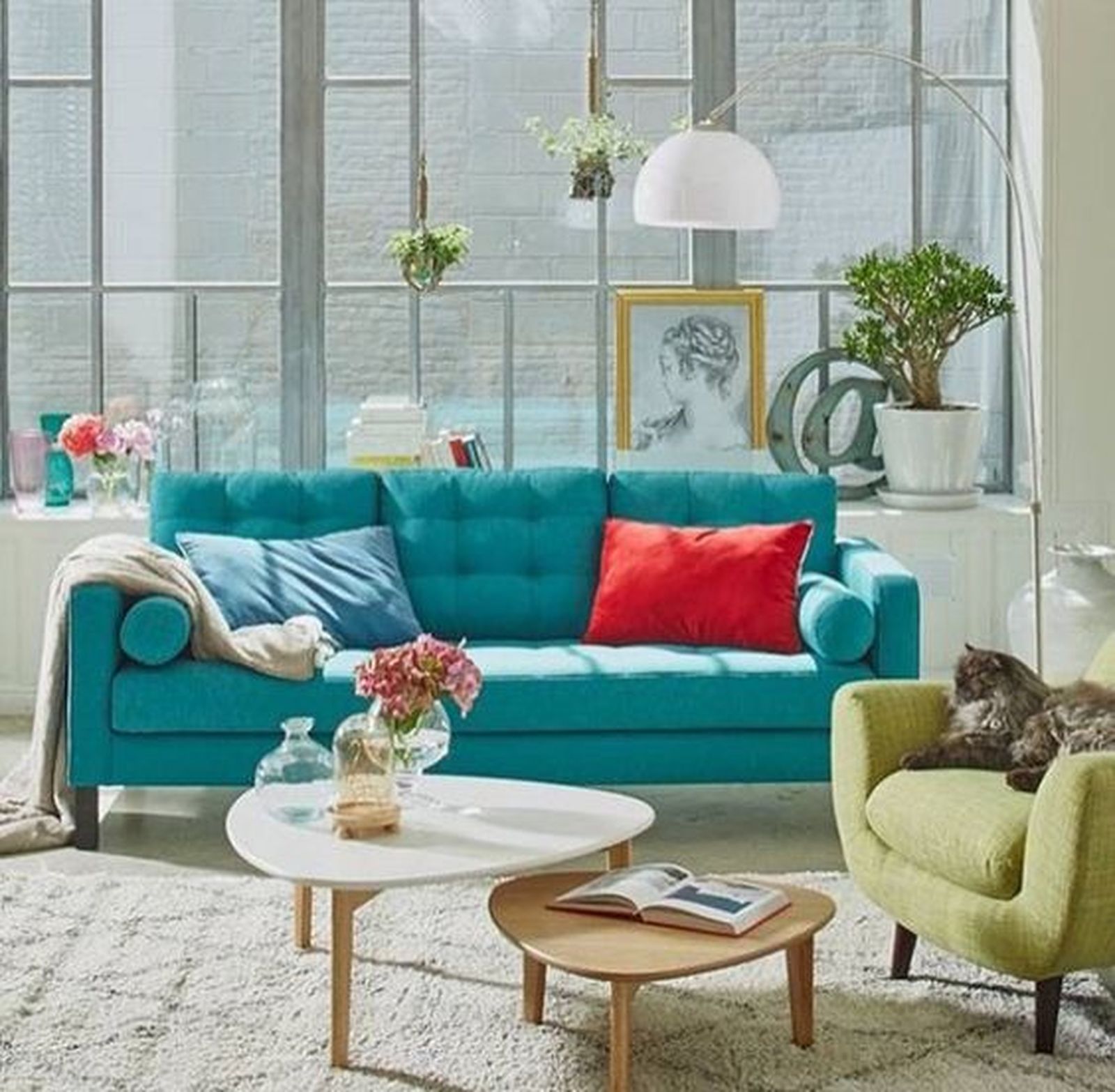 salon sofa azul rojo pinterest