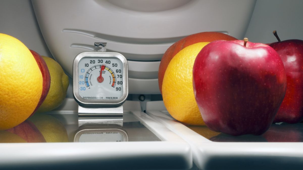 Termómetro en la nevera para controlar la temperatura ideal de conservación de alimentos.