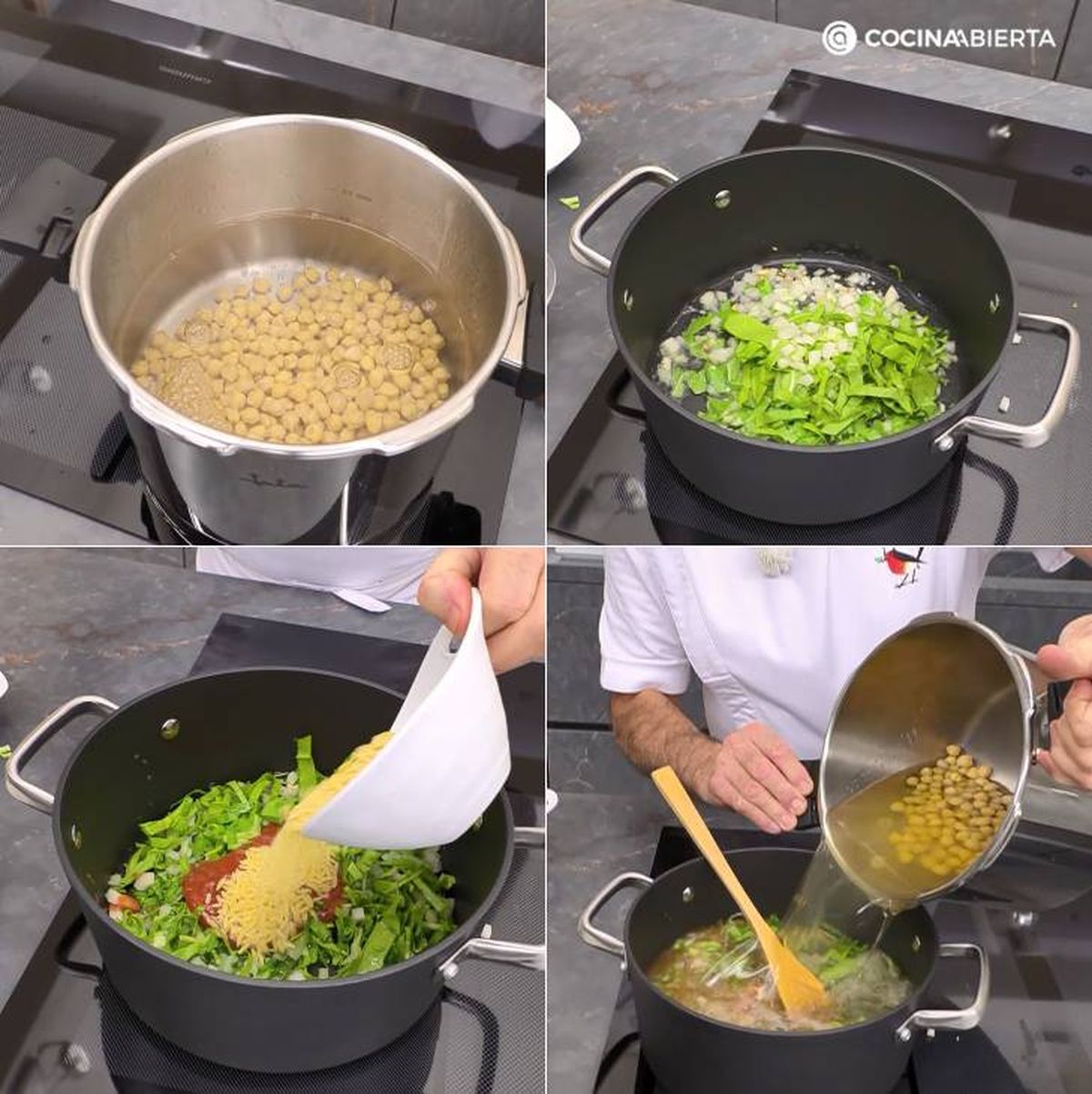 sopa de garbanzos con acelgas pasos