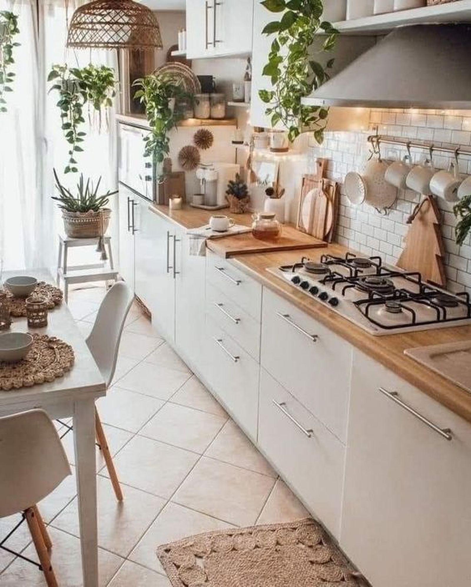cocinas blancas mezclar suelos baldosas mate naturales pinterest