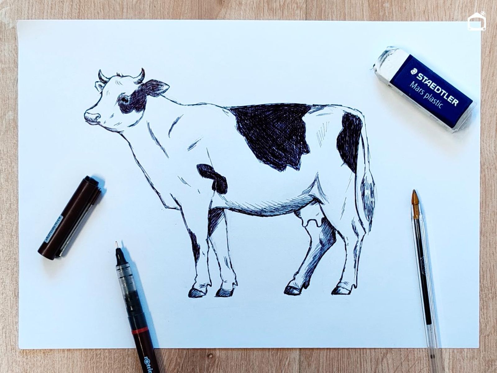 Dibujo de vaca realista hecha a boli. Dibujo de vaca realista hecha a boli.