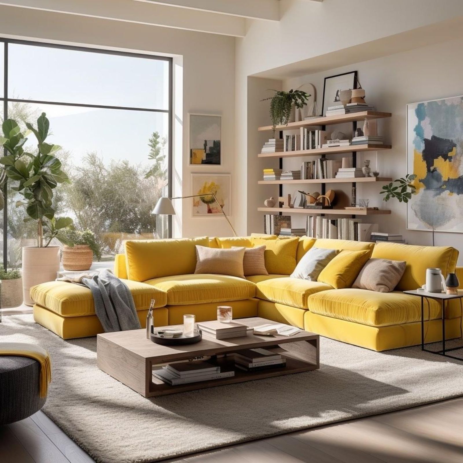 Salón con sofá amarillo, una tendencia primaveral. Salón con sofá amarillo, una tendencia primaveral.