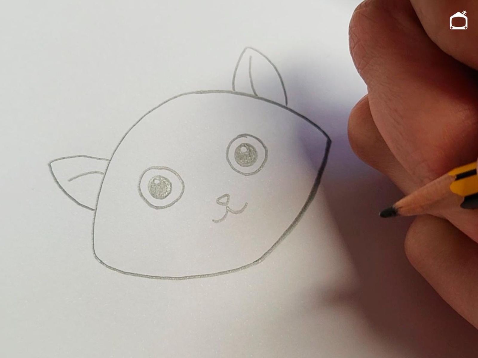 Segundo paso para dibujar un gato.