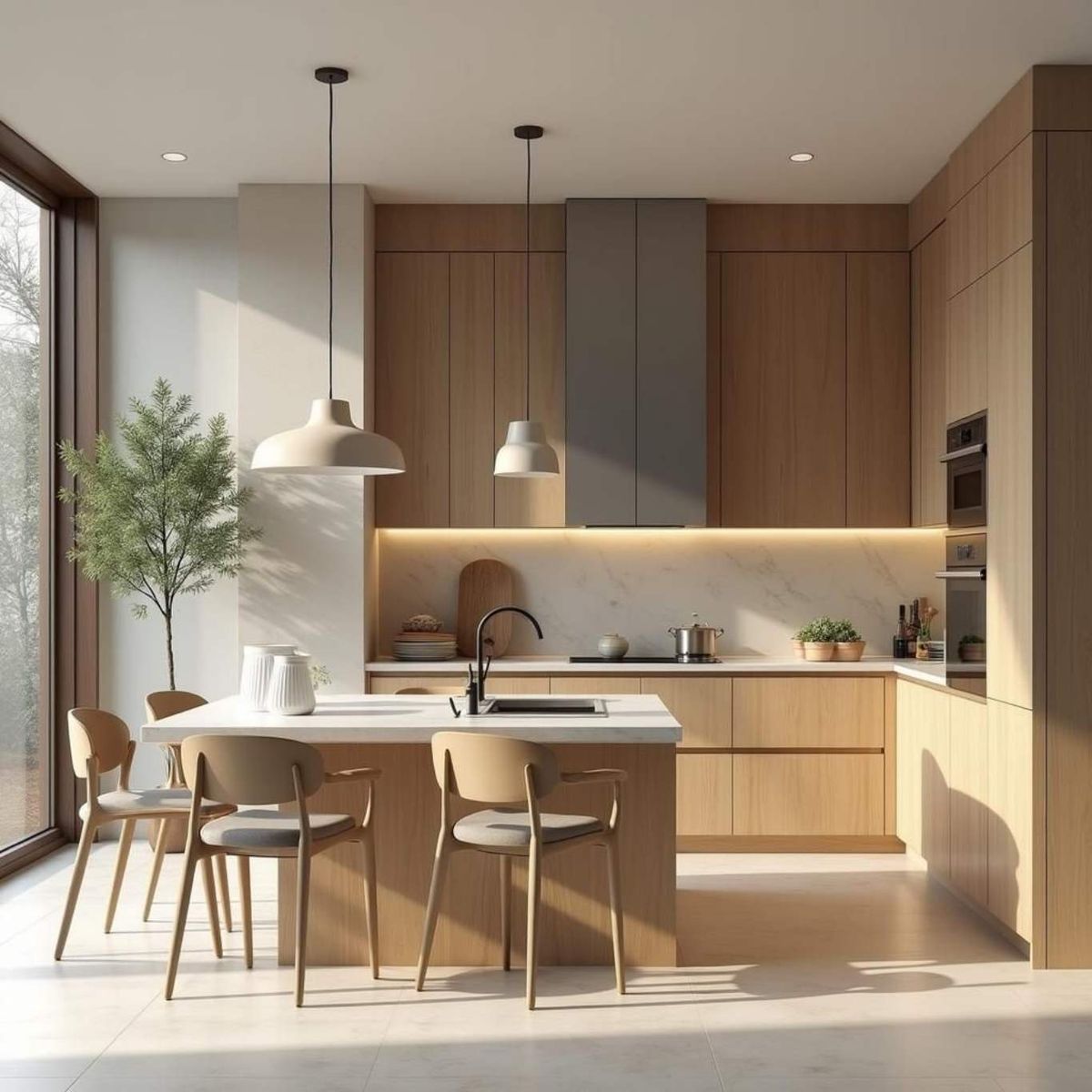 Inspiración atemporal para la cocina Japandi. (Modificada IA)