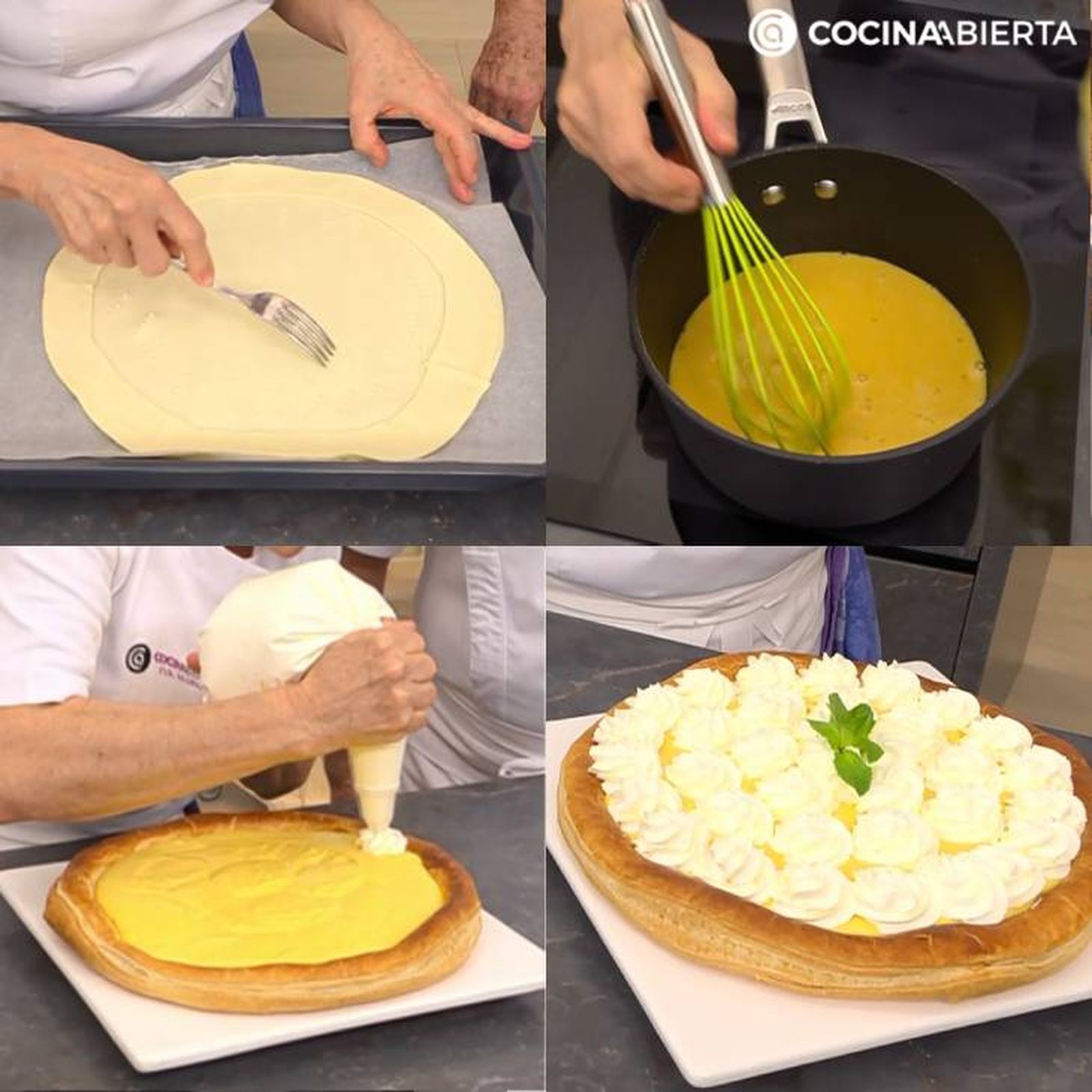 tarta regina con hojaldre receta pasos