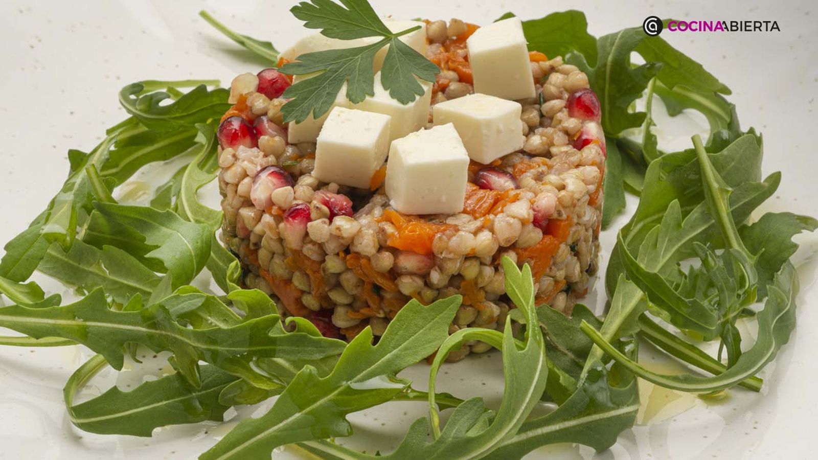 Ensalada de trigo sarraceno, calabaza y granada Ensalada de trigo sarraceno, calabaza y granada