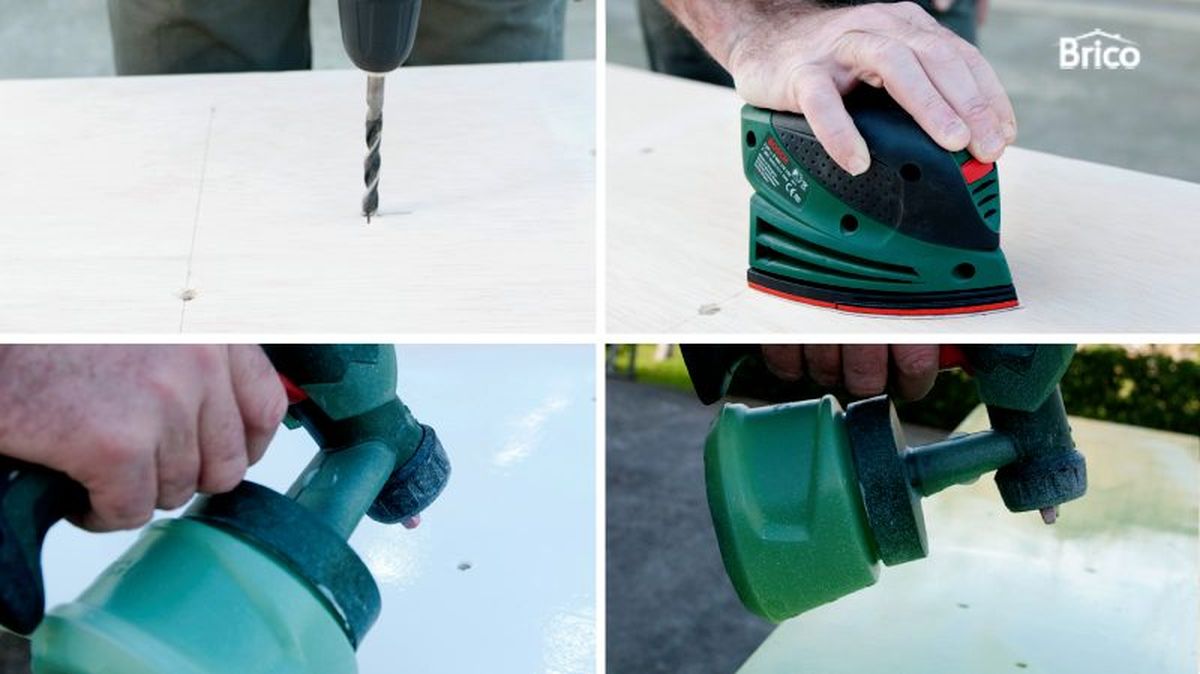 Lijar, aplicar imprimación y pintar el panel del rocódromo