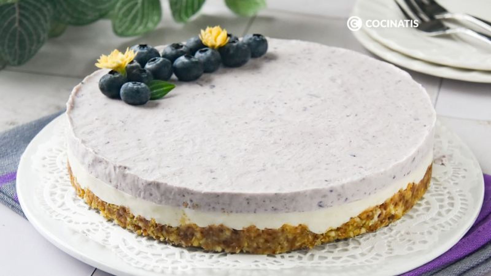 Tarta de queso fresco y arándanos lista para comer Tarta de queso fresco y arándanos lista para comer