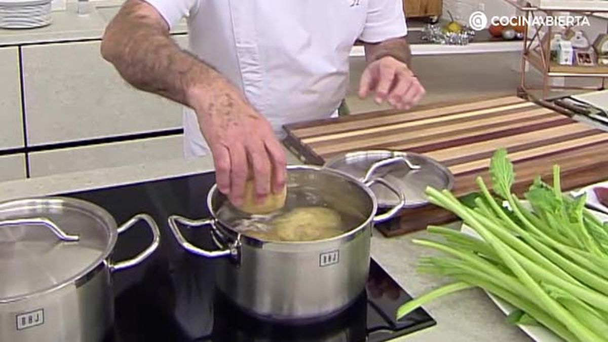 Borraja gratinada con pure de patata paso 3