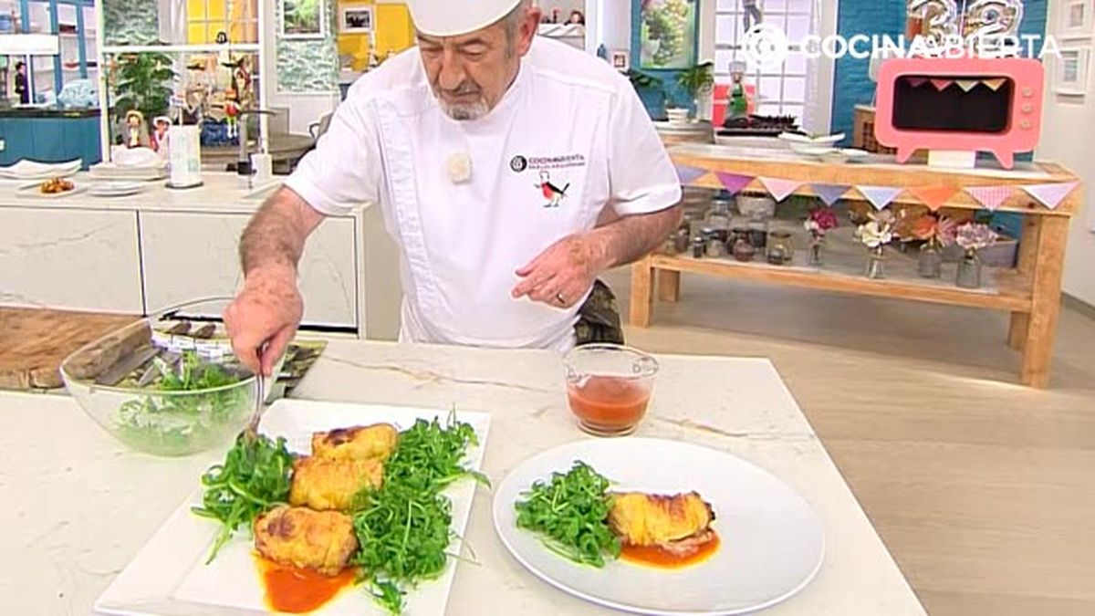 muslos de pollo al horno rellenos de jamon y pimientos receta karlos arguinano karl67590321 paso4