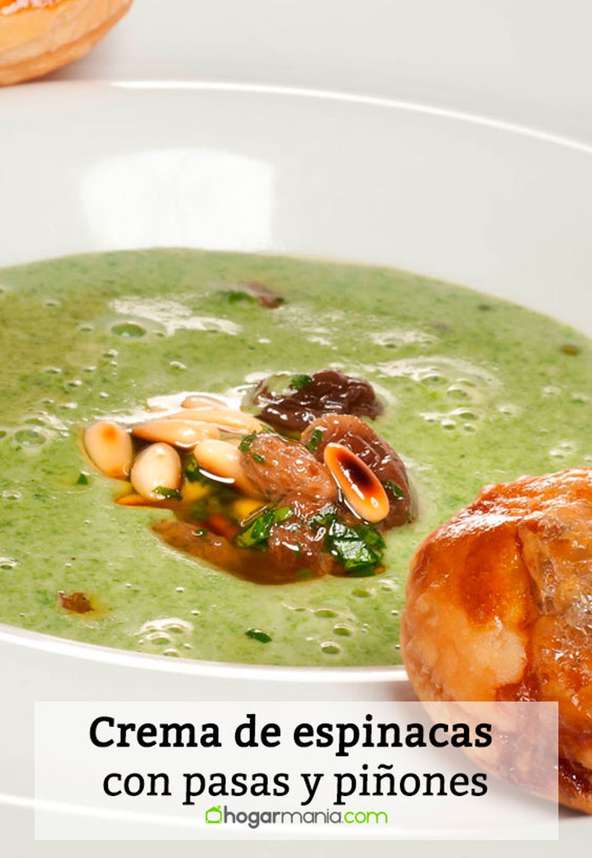 crema espinacas pasas pinones pin