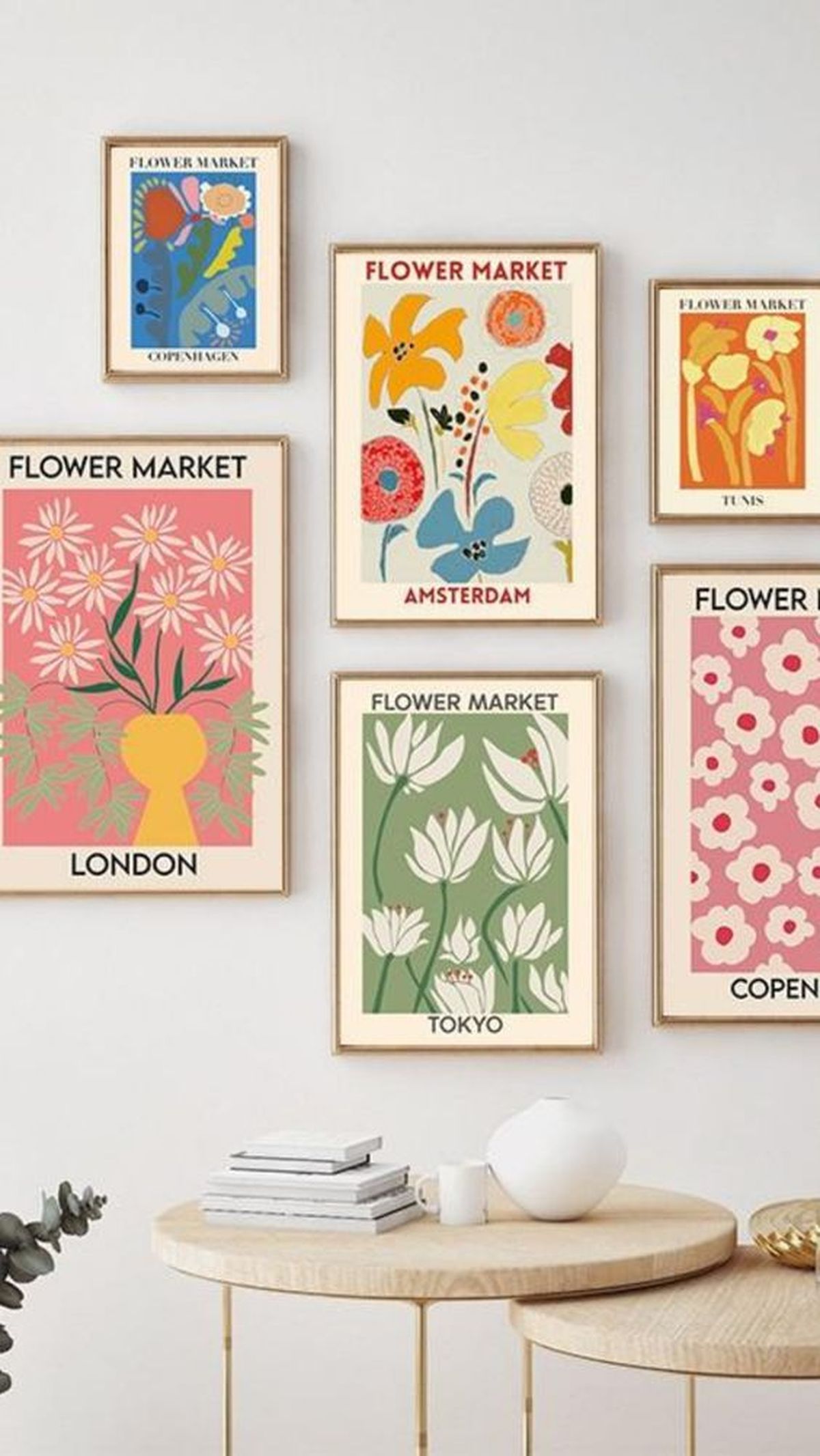 wall gallery dibujos planos y coloridos