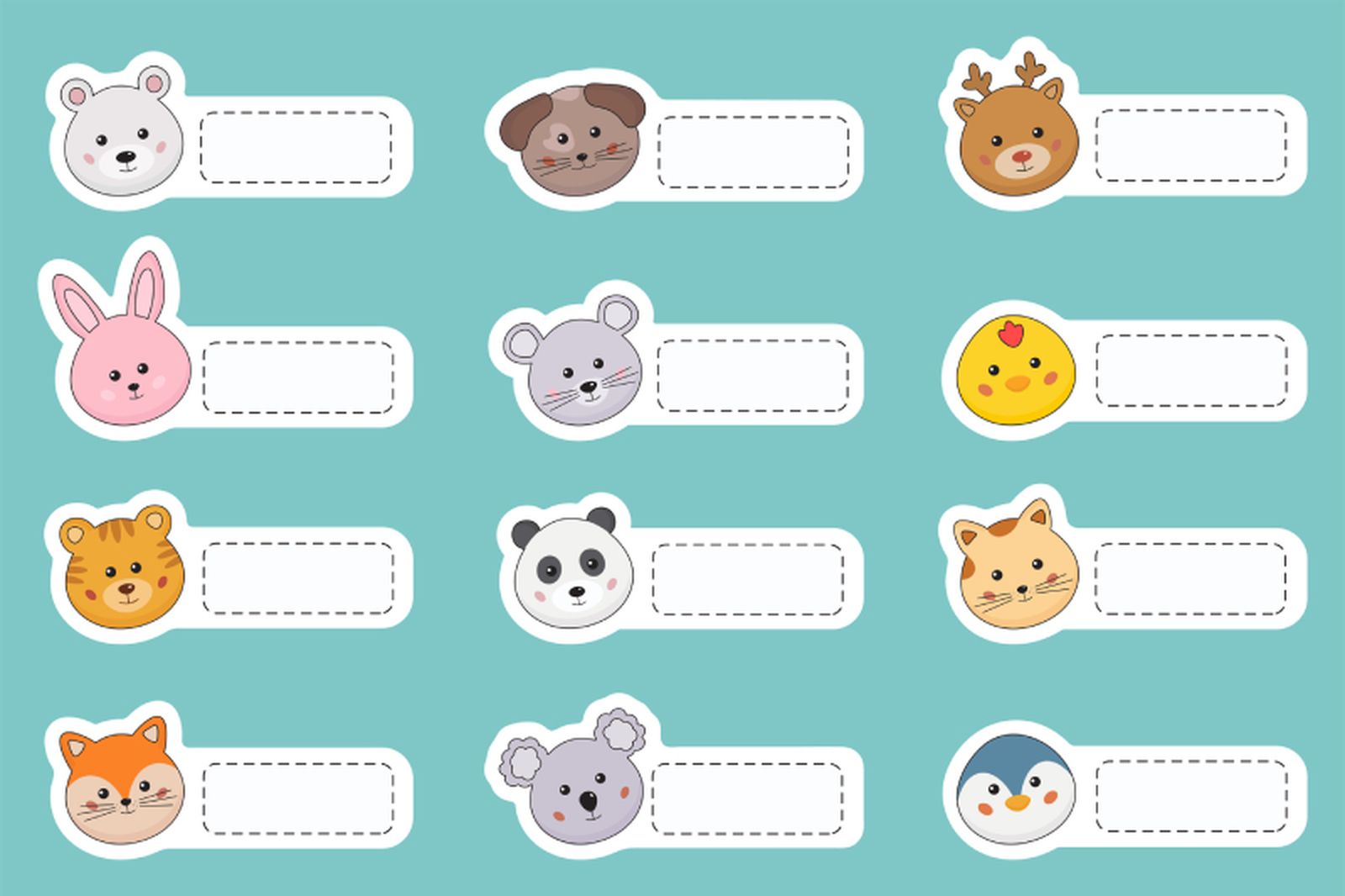 Etiquetas de animales para poner el nombre en los cuadernos del cole.