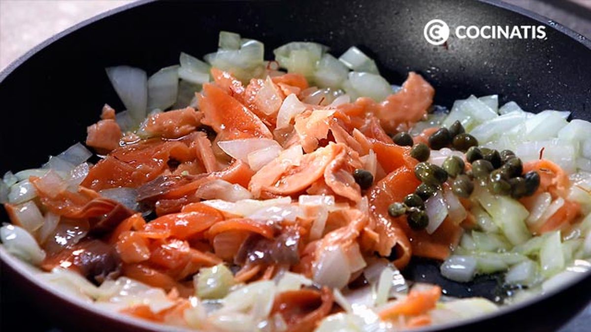 Receta de arroz con salmón  paso 3