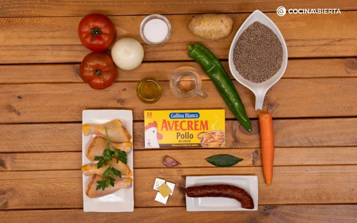 Lentejas con pollo y chorizo - ingredientes