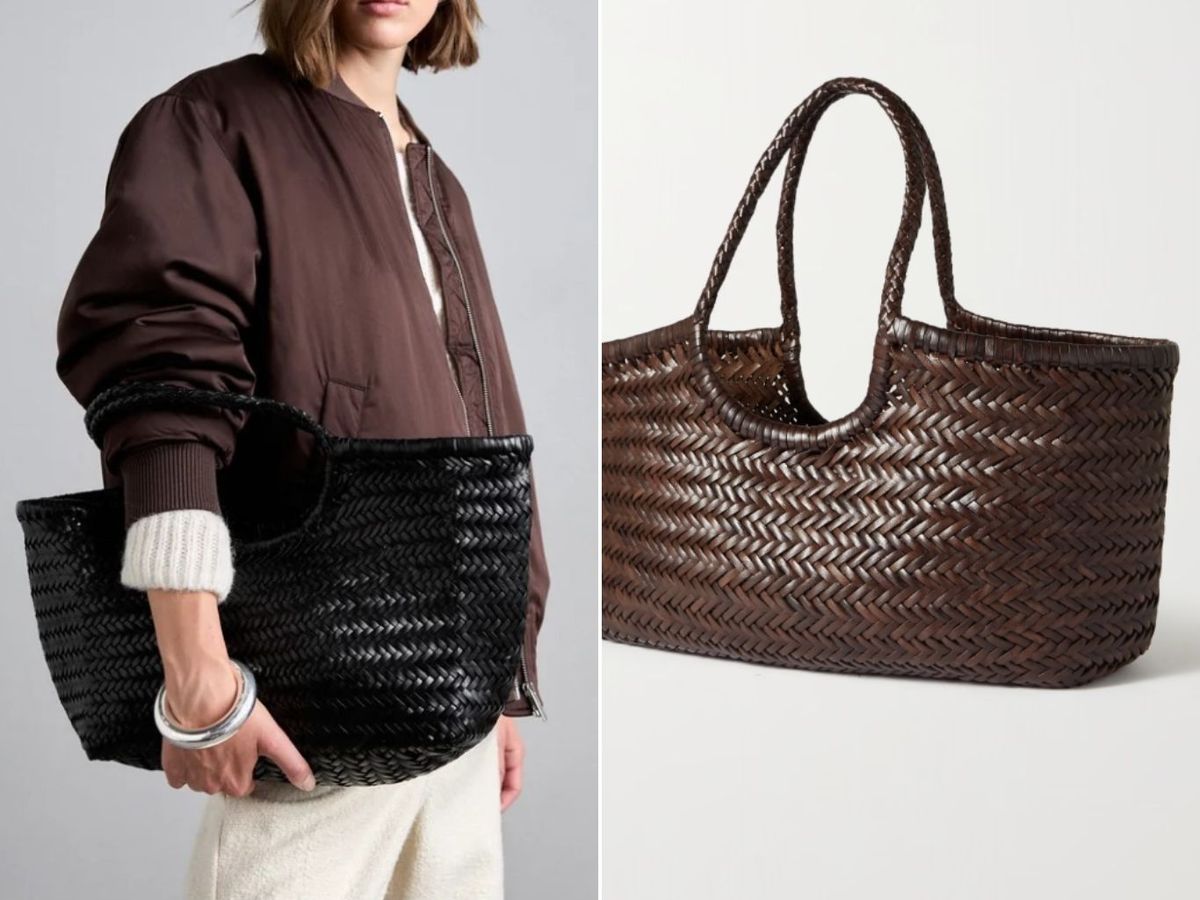 Bolso capazo de piel trenzada en Monaur.