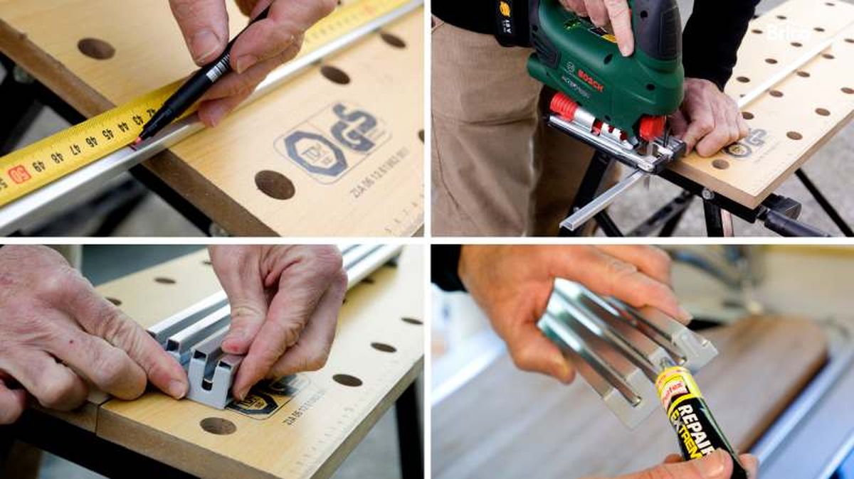 Corta los perfiles metálicos y monta la estructura